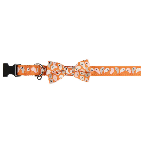Thrills & Chills Halloween Ghost Dog Collar, Medium - Orange