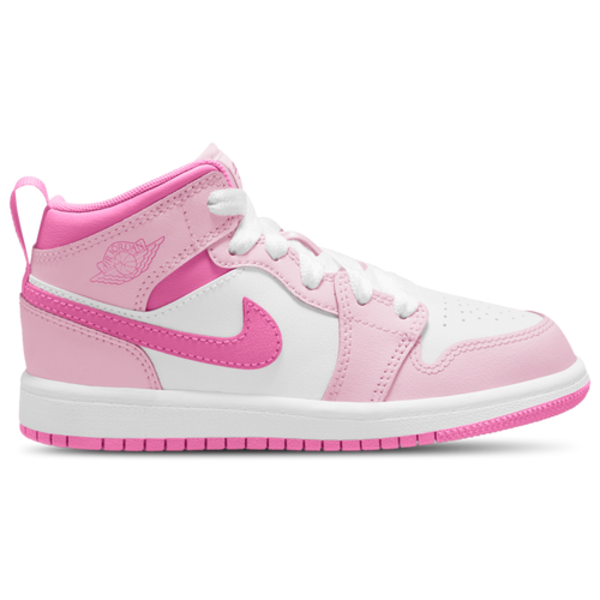 Jordan Kids' Preschool Air Jordan 1 Mid Basketball Shoes, Size 1, Medium/D - Pink/Rose/White