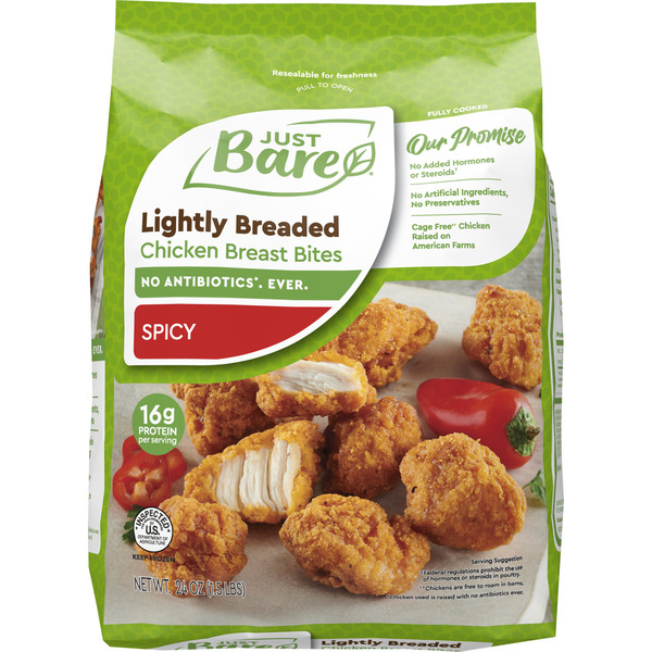 Just Bare Fully Cooked Lightly Breaded Chicken Breast Spicy Bites