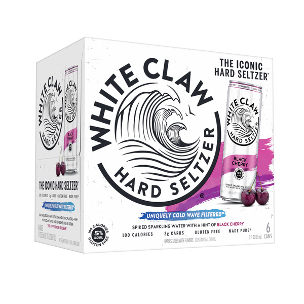 White Claw Hard Seltzer Black Cherry, 6 Pack, 12 fl oz Cans, 5