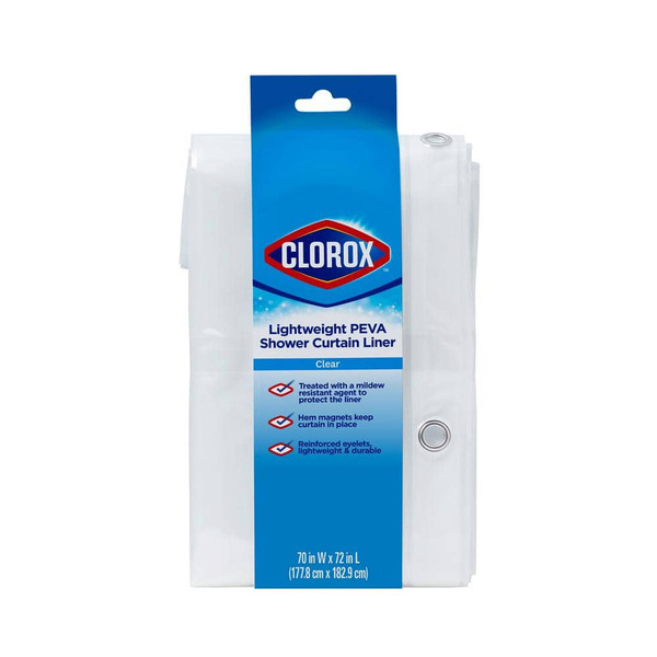Clorox Shower Liner Lightweight Peva 70 In. X 72 In. - Clear