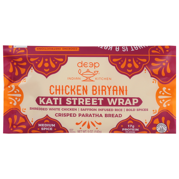 Deep Indian Kitchen Kati Street Wrap, Chicken Biryani, Medium Spice