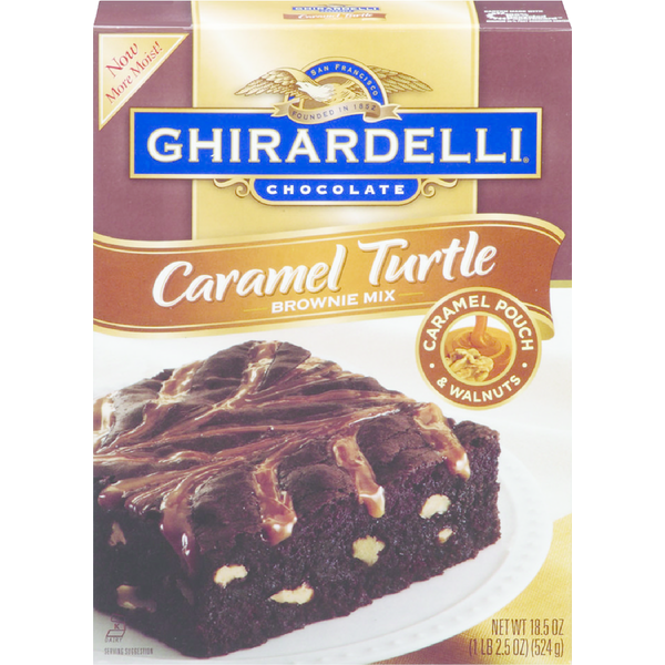 GHIRARDELLI Caramel Walnut Premium Brownie Mix, Includes Caramel