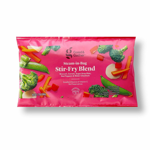 Good & Gather Stir-fry Blend Broccoli Carrots Sugar Snap Peas Red Peppers & Water Chestnuts