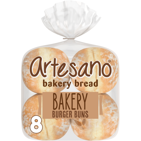Artesano 8 ct, White, Bakery Buns, Hamburger Buns, 19 oz