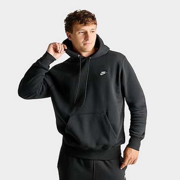 Nike Men's Club Fleece Premium Embroidered Pullover Hoodie, L - Black/Black/Multi