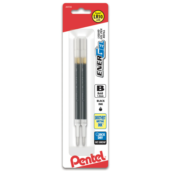 Pentel LR10BP2A EnerGel Bold Tip Black Ink Gel-Ink Pen Refill