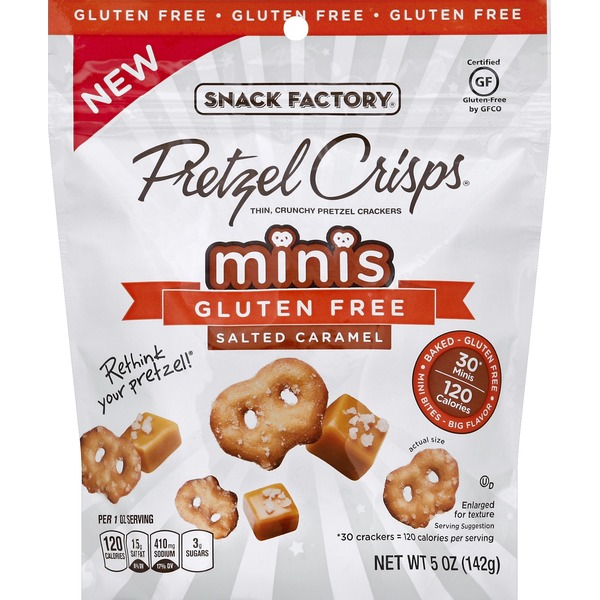 Pretzel Crisps Pretzel Crackers, Gluten Free, Salted Caramel, Minis (5