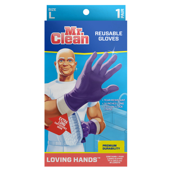 Mr. Clean Premium Latex Reusable Cleaning Gloves, Large Same-Day