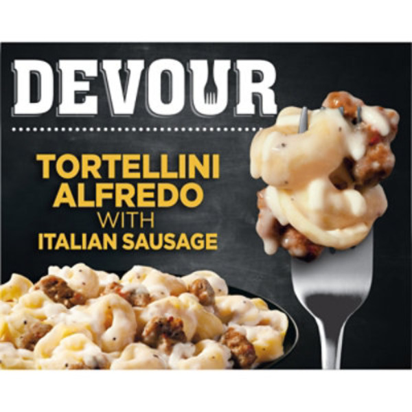 DEVOUR Tortellini Alfredo with Italian Sausage Frozen Meal Box - 11.5 Oz