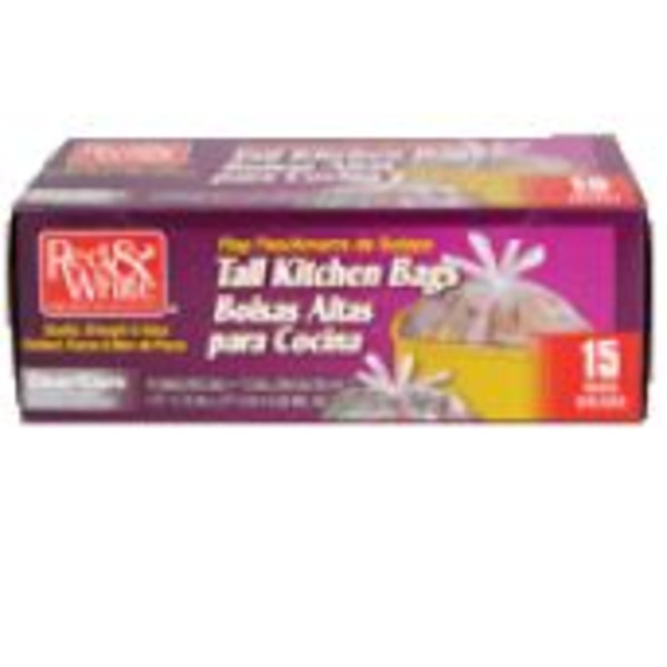 Red & White - Clear Flat Kitchen Bag - 12/13 gal