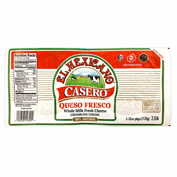 El Mexicano Queso Fresco Casero Cheese, 20 oz, 2-count
