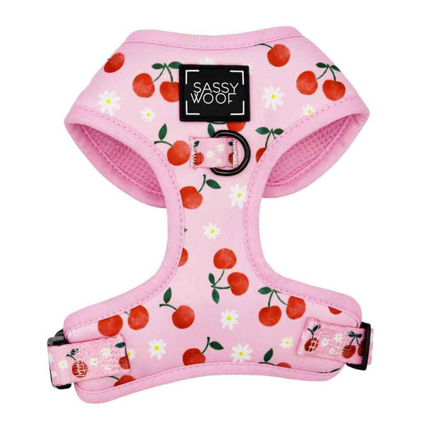 Sassy Woof Adjustable Dog Harness, Medium - Mon Cherry