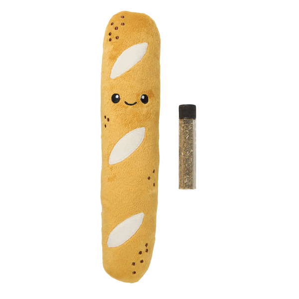 Whisker City Plush Baguette Refillable Catnip Cat Toy - Brown