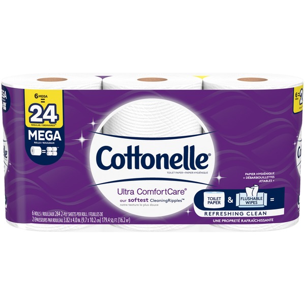 Cottonelle Ultra ComfortCare Mega Roll Toilet Paper Bath Tissue (6 each