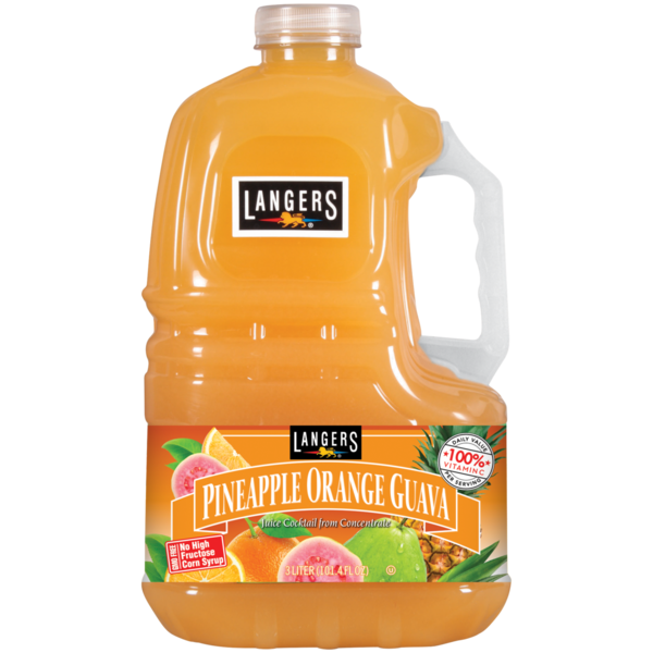 Langers Juice Cocktail, from Concentrate, Pineapple Orange Guava