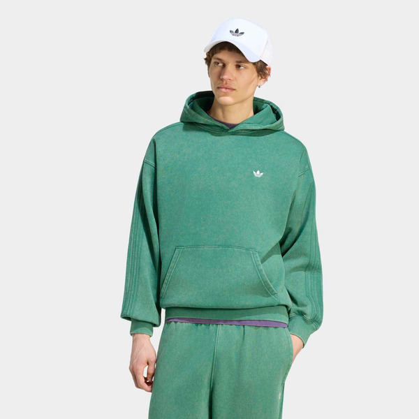 adidas Men's Trefoil Essentials Washed Loose Hoodie, L - Collegiate Green