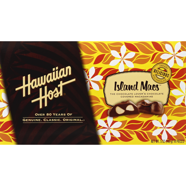 Hawaiian Host Macadamias, Chocolate Covered, Island Macs