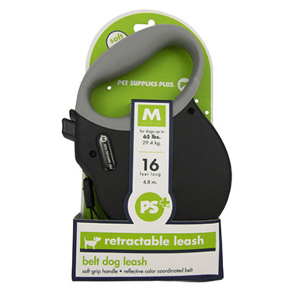 Play On Retractable Soft Grip Dog Lead - Black