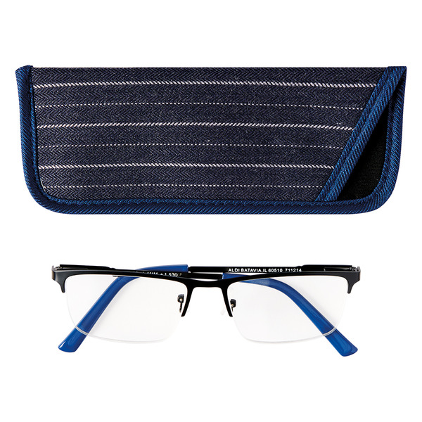 ALDI Visage Eyewear Men's Semi Rim Premium Reading Glasses With Case