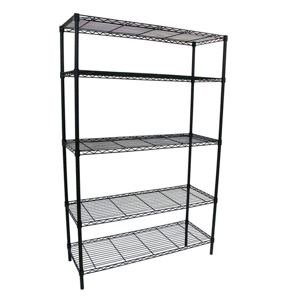 HDX 5-tier Steel Wire Shelving Unit In Black (36 In. W X 72 In. H X 16 In. D)
