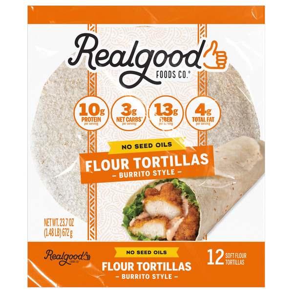 Real Good Foods High Protein Flour Tortillas, 12-count