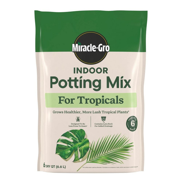 Miracle-gro Indoor Potting Mix For Tropicals 6 Qt. Soil For Indoor Container Plants, Use With Monstera, Pothos, Fiddle Leaf Fig