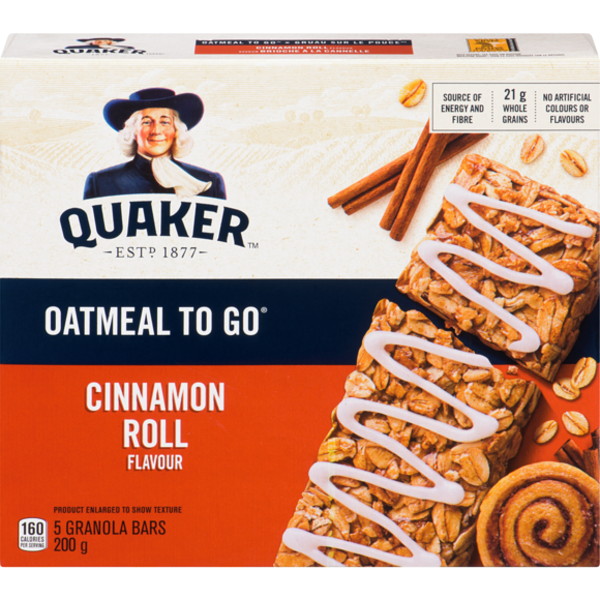 Quaker Oatmeal to Go Cinnamon Roll Oatmeal Bars (200 g) from Loblaws