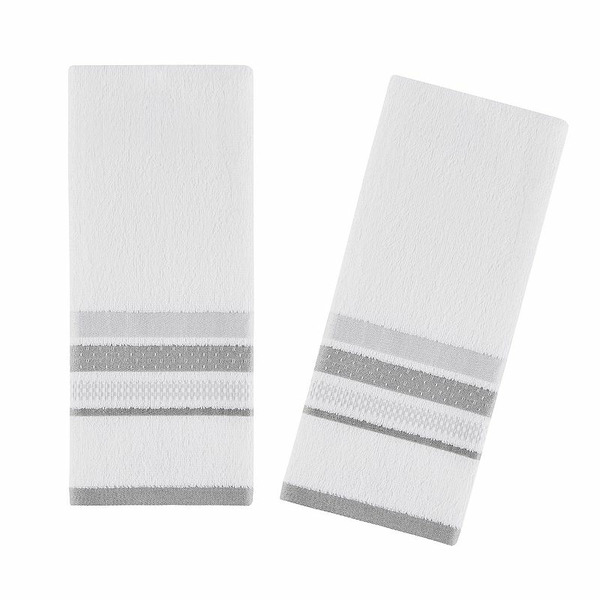 The Big One ® Andover Stripe 2 Pack Hand Towel, Gray Leaves
