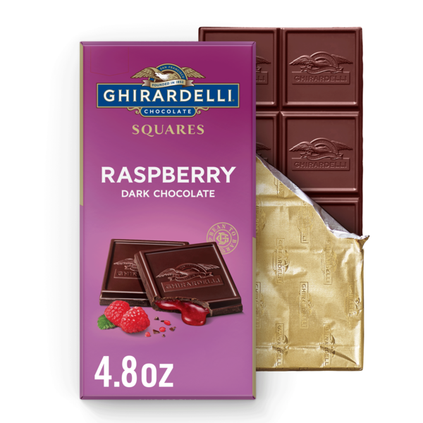 Ghirardelli Raspberry Dark Chocolate Squares Bar, 4.8 Oz