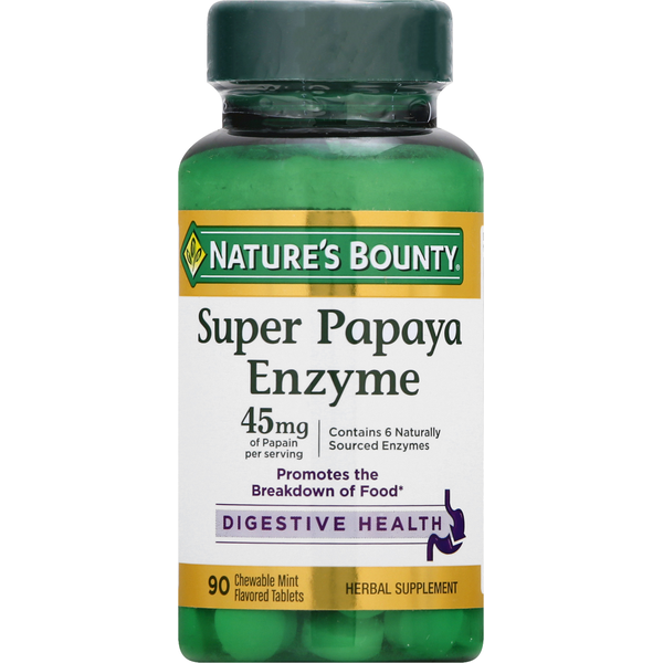 Nature's Bounty Super Papaya Enzyme, Chewable Tablets, Mint Flavored (90 each) Instacart