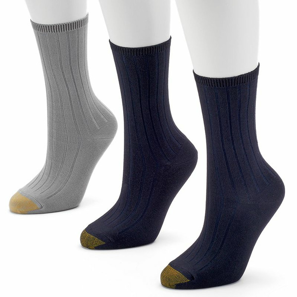 GOLDTOE 3-pk. Ultrasoft Crew Socks - Women, Women's, Size: 9-11, MidBlack