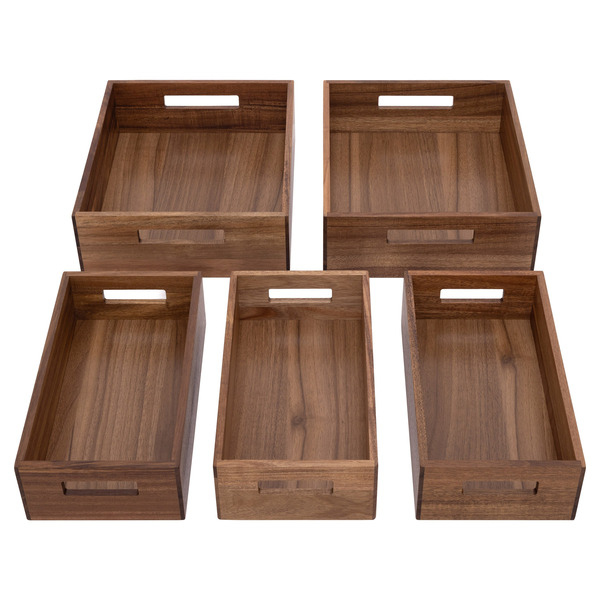 Seville Classics Acacia Storage Bin Set, 5-piece