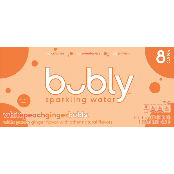 bubly Sparkling Water, White Peach Ginger