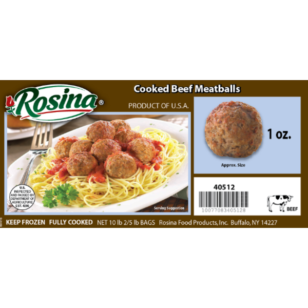 Frozen Rosina - Traditional Italian Beef Meatballs - 1 oz/10 lbs