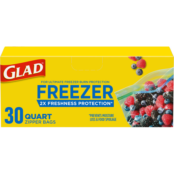 Glad Zipper Freezer Storage Plastic Bags, Quart Same-Day Delivery