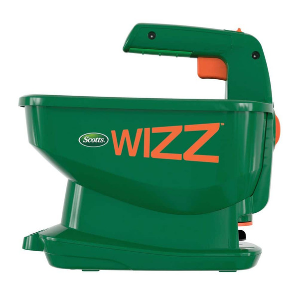 Scotts Wizz Spreader Holds Up To 2,500 Sq. Ft. Of Product, Handheld Spreader For Grass Seed, Fertilizer, Salt And Ice Melt