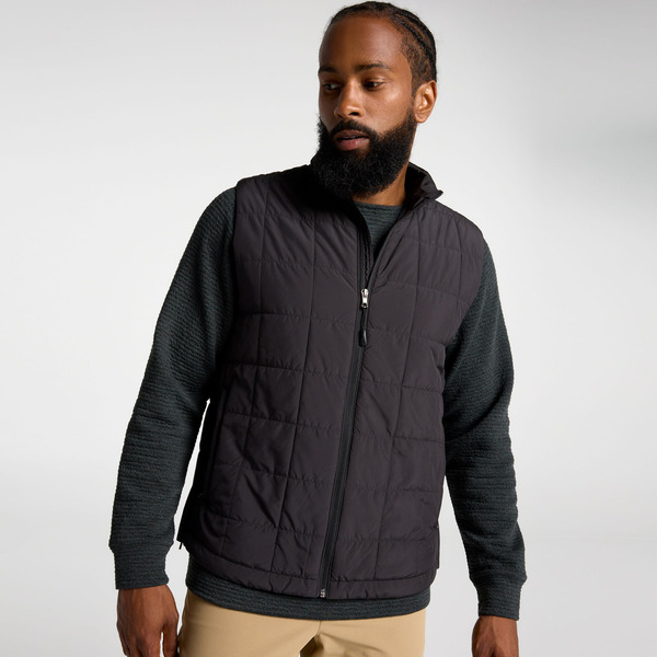 VRST Men's Lightweight Puffer Vest, XXL - Pure Black