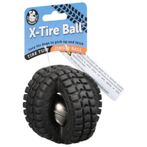 Pet Qwerks 3-1/2 inch Jingle X-Tire Ball Dog Toy