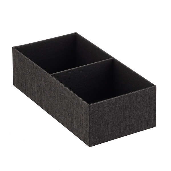 Cambridge 7" x 14" x 4" 2-Section Black Drawer Organizer