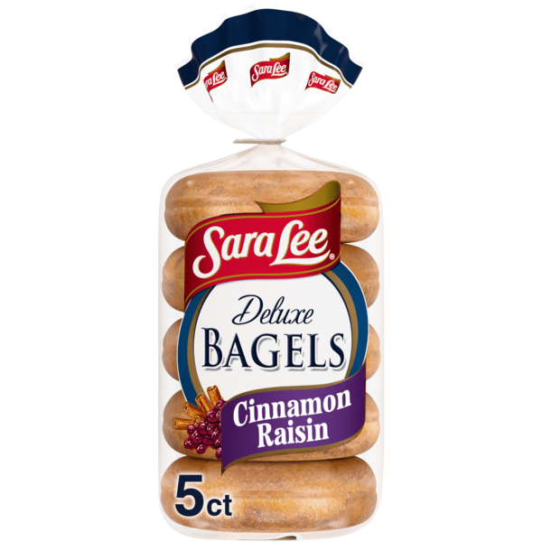 Sara Lee Deluxe, 5 ct, Cinnamon Raisin, Bagels, Kosher, Sweet Bagels, 15 oz