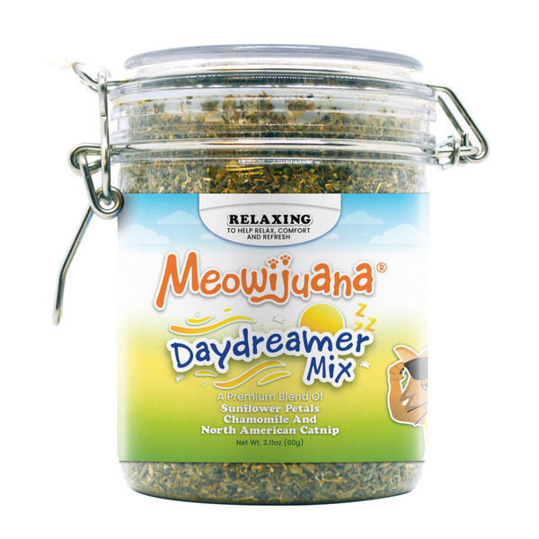 Meowijuana Jar of Daydreamer Mix Catnip, Sunflower Petals & Chamomile Blend