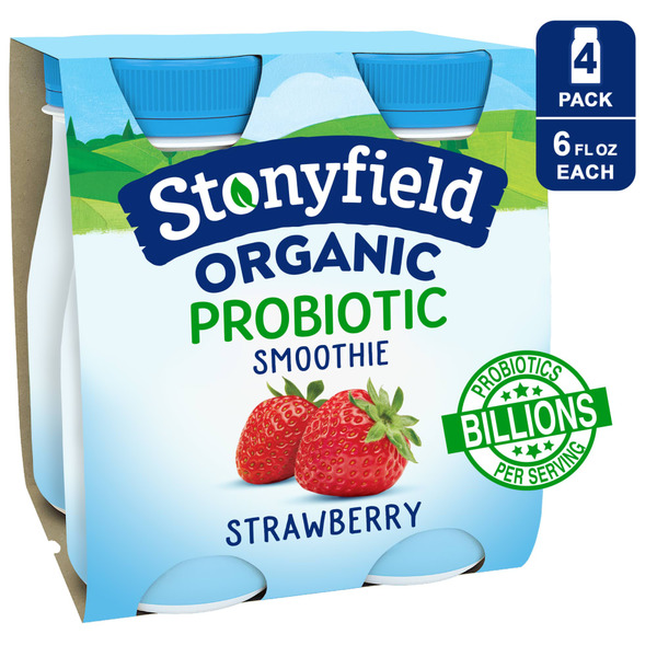 Stonyfield Organic Probiotic Strawberry Lowfat Yogurt Smoothies Same ...