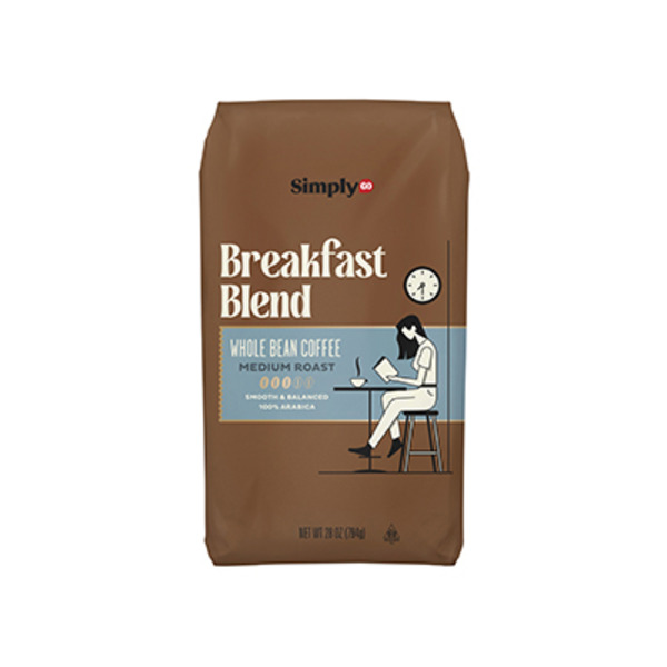 Simply GO Breakfast Blend Medium Roast Whole Bean Coffee