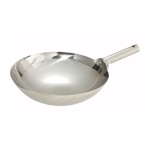 Winco - Stainless Steel Chinese Wok - 16", Welded, 22" x 15.5" x 4" - 1 Ct.