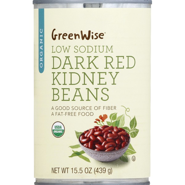 GreenWise Kidney Beans, Low Sodium, Organic, Dark Red (15.5 oz) Instacart
