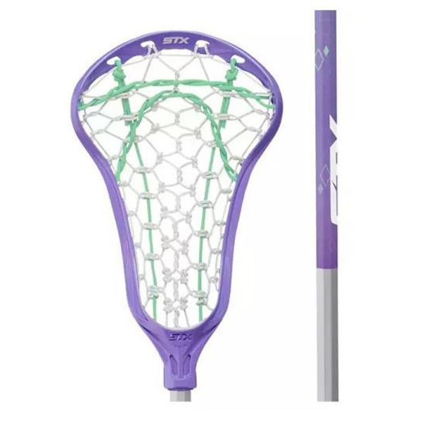 STX Girls' Exult Rise Complete Lacrosse Stick With Junior Lock Pocket - Purple & White