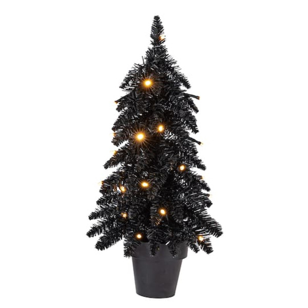 Ashland Pre-Lit Black Potted Tinsel Tree With Color-Changing LED Lights