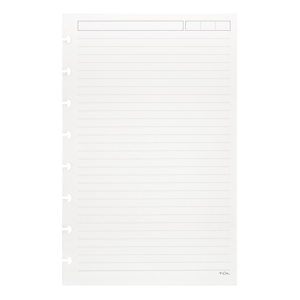TUL 50-Sheets Discbound Narrow Ruled Refill Pages - White - Junior Size