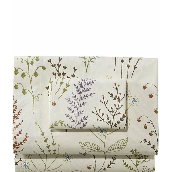 L.L.Bean Botanical Floral Printed Cotton Percale Sheet Set